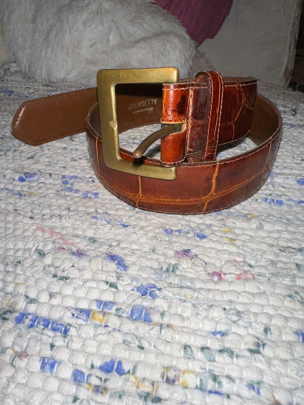 VINTAGE BROWN GENUINE ALLIGATOR BELT
